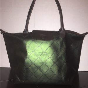 Longchamp Metallic Green Nylon Tote
